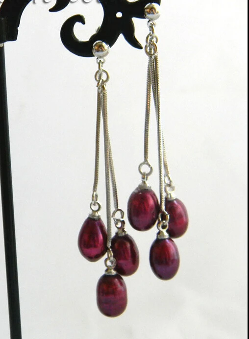 

FREE shipping>>>>7mmx10mm Purple Teardrop Freshwater Pearl Earring