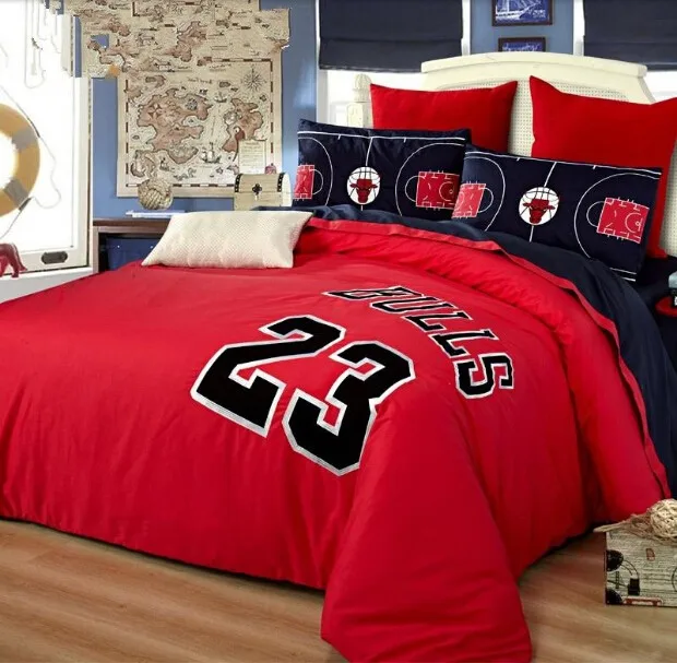 Bleu rouge chicago bulls # 23 Michael Jordan de basket - ball ensemble de literie linge de lit brodé coton égyptien couvre-lit reine roi taille Bleu rouge chicago bulls # 23 Michael Jordan de basket - ball ensemble de literie linge de lit brodé coton égyptien couvre-lit reine roi taille
