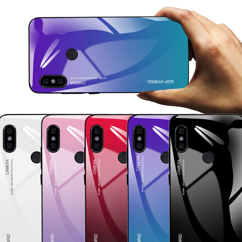 

Gradient Tempered Glass Case For xiaomi mi a2 lite 8 mi8 se mi6 6 a1 s2 redmi 5 plus note 5a pro 3 mix 2 6a 6x Aurora Cover Case