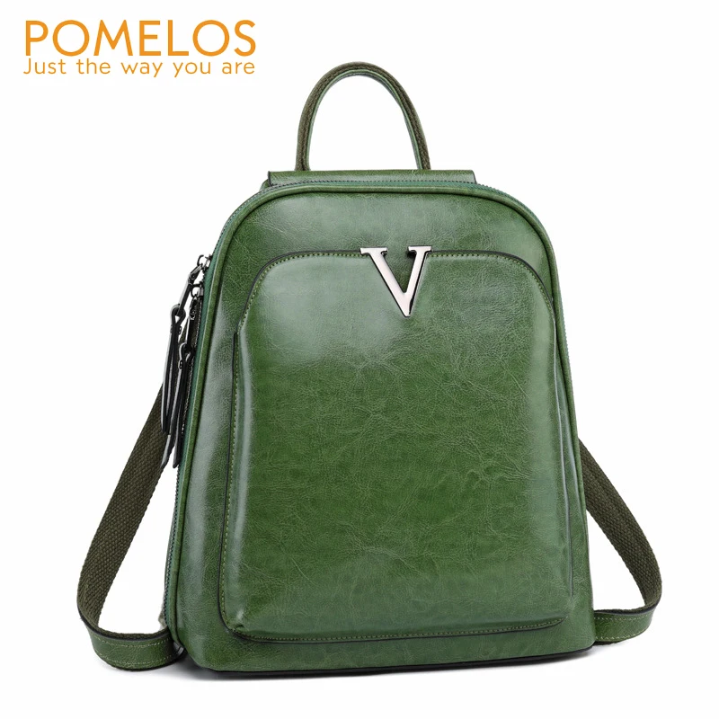 

POMELOS Female Backpack Genuine Leather New Arrival Vintage Backpack Women Designer Functional Leather Backpack Back Pack