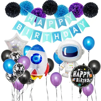 

28pcs Spaceman Planet Theme Birthday Party DIY Decorations Kids Boy Baby Shower Latex Foil Balloons Rocket Party Favors Set