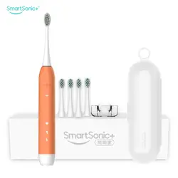SmartSonic + электрическая зубная щетка, 5 зубных щеток для замены головки, походная коробка, беспроводная перезаряжаемая, оранжевый, DuPont