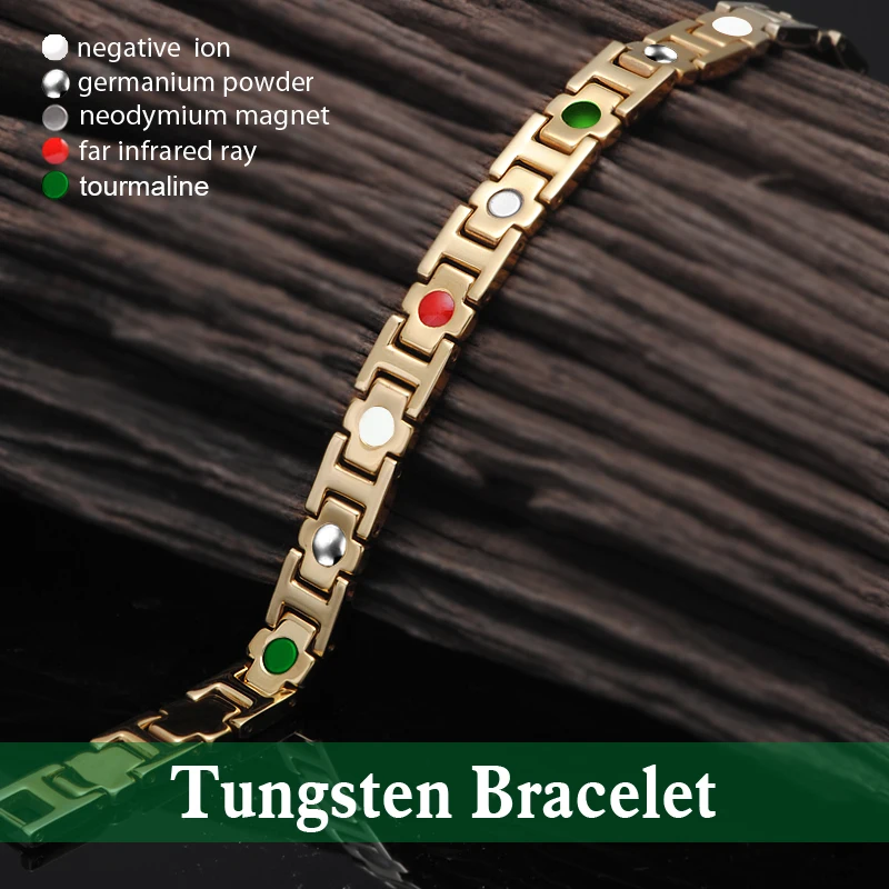 

LITTLE FROG Jewelry Tungsten Magnetic Bracelet for Men Women Germanium Infrared Magnet Ion Tourmaline 5 in 1 Gold Chain Bracelet