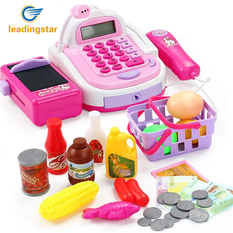 LeadingStar Kids Plastic Cash Register Cashier Pretend & Play Children Early Educational Toy with Shopping Basket LeadingStar Kids Plastic Cash Register Cashier Pretend & Play Children Early Educational Toy with Shopping Basket