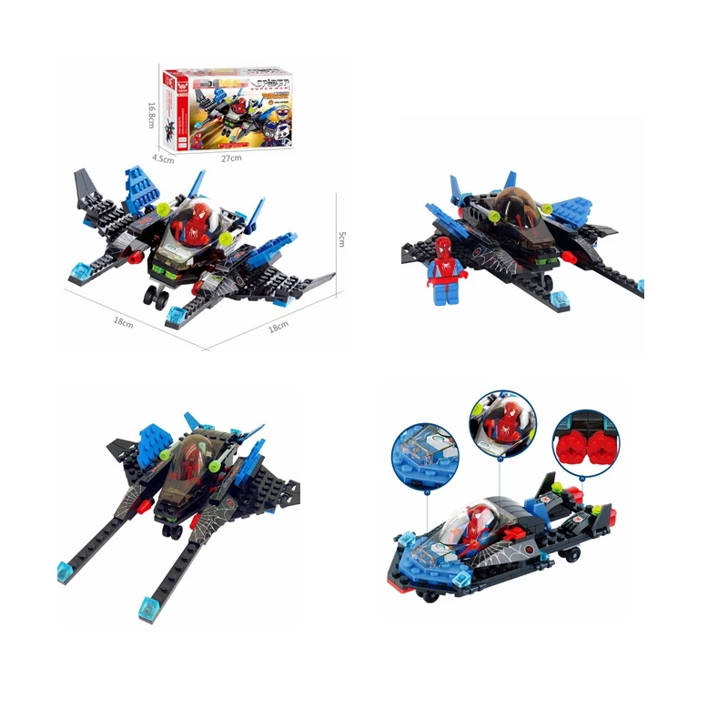 

2019 new hot creative Spider-Man fighter Legoings133 pcs plastic model building blocks kit children's educational toys gifts