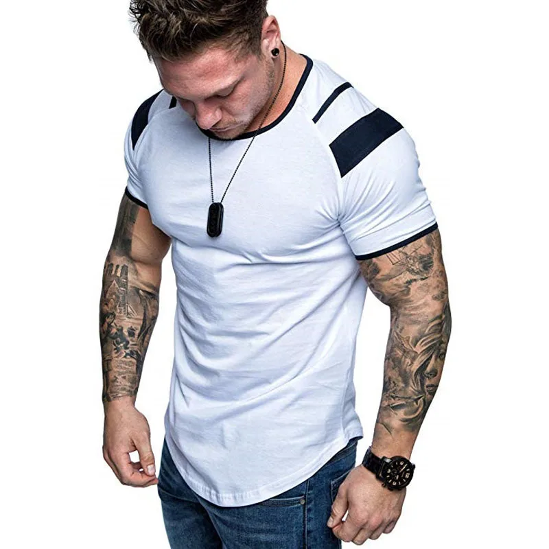 

Casual Street Wear Men's T-Shirt 2019 Fashion Men's Solid Color T-Shirt Tops Gyms Jogger Sporter T-Shirt Fashion Fitness T-Shirt