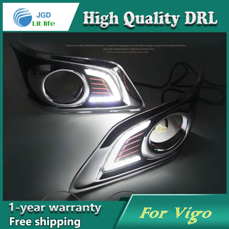 

Free shipping !12V 6000k LED DRL Daytime running light case for Toyota Hilux Vigo 2012-2014 fog lamp frame Fog light Car styling