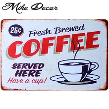 [Mike86] свежемолотый кофе здесь плакат жестяная вывеска Арт Декор стены кафе бар ретро старинные металлические знаки AA-31 заказ смешивания 20*30 см