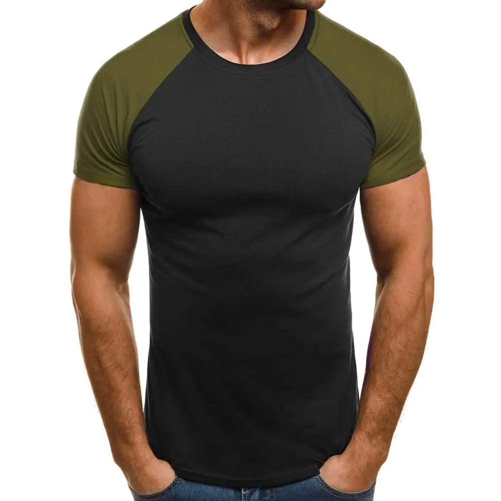 

Men Summer Muscle Slim Casual Fit Short Sleeve Patchwork Blouse Top Tee Shirt Workout T Shirts Quick Dry Short Sleeve Outdoor