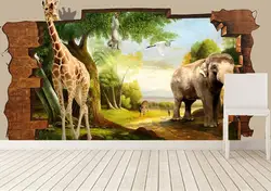 Обычай 3D фрески, 3D стерео симпатичные мультфильм животный мир papel де parede, Гостиной диван телевизор стены дети спальне обои