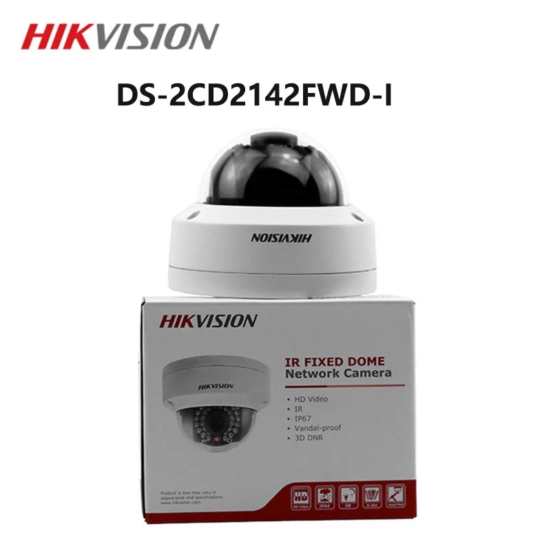 

Hikvision 4MP IP Camer DS-2CD2142FWD-I IP POE Camera Day/night Infrared IP67 IK10 Protection Outdoor Dome Camera