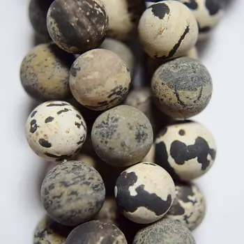 

Natural Matte Chinese Painting Jasper Beads - Round 8 mm Gemstone Beads - Full Strand 15 1/2", 47 beads, A-Quality