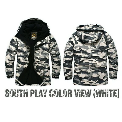 Новая серия "Southplay" Зимний сезон водонепроницаемые 10000 мм согревающие Премиум камуфляжные военные куртки - Цвет: White Military