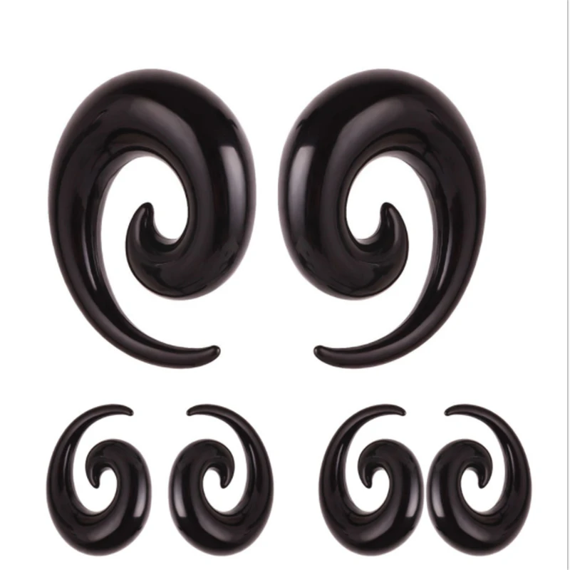 

MODRSA 1Piece Punk Black Acrylic Snail Tunnel Plugs Spiral Taper Flesh Gauge Ear Expander Stretching Body Jewelry Piercing Oreja