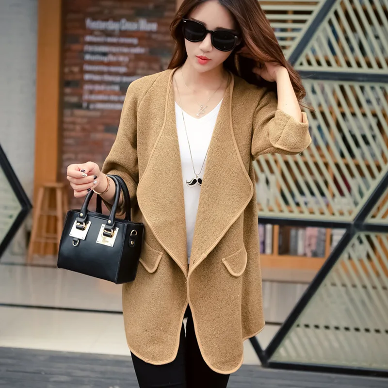 font b Women b font Tweed Palto Simple K Woolen Down Coat Autumn Long Warm