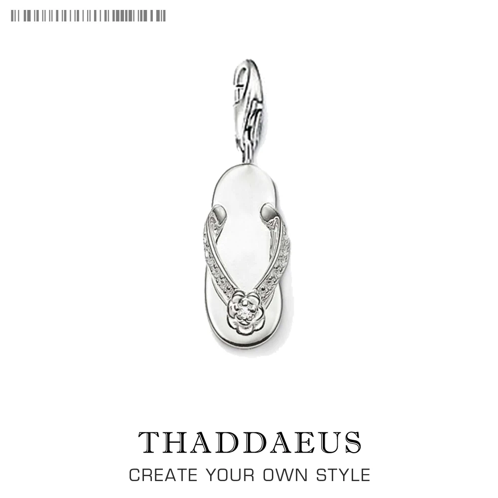 

Charms Flip Flops Slipper with Flower Making Pendant fit Bracelet,Ethnic Vintage 925 Sterling Silver,2019 DIY Bracelet Necklace