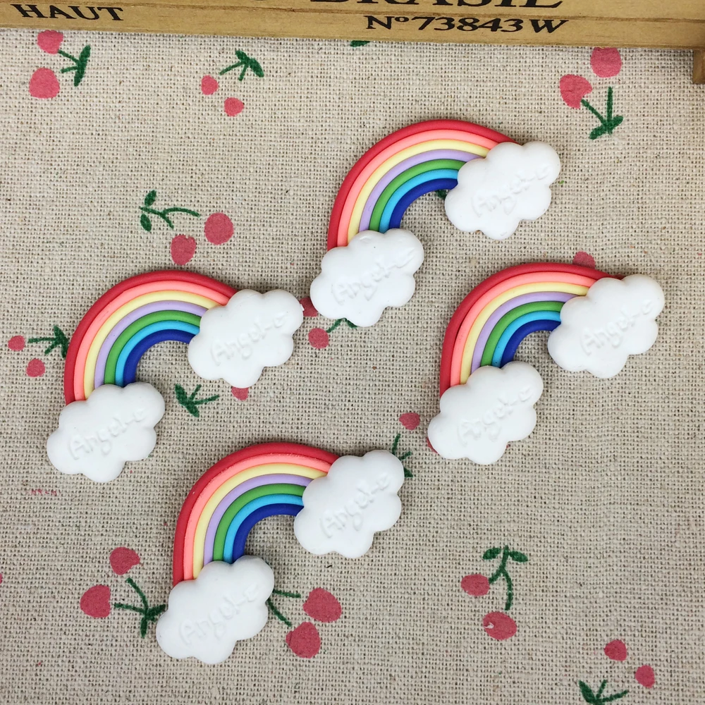 

10 Pieces Flat Back Clay Cabochon Miniature Rainbow DIY Flatback Scrapbooking Accessories Embellishment Decoration:30*55mm