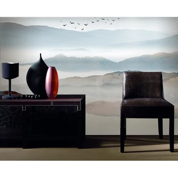 

Custom Wall Papers Chinese Landscape Painting Wallpaper Mural Behang 3D Living Room Bedroom Self Adhesive Vinyl / Silk Wallpaper