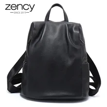 Zency New Women Backpack 100% Genuine Leather Real Cow Practical Travel Bags Simple Schoolbag For Girls Fashion Female