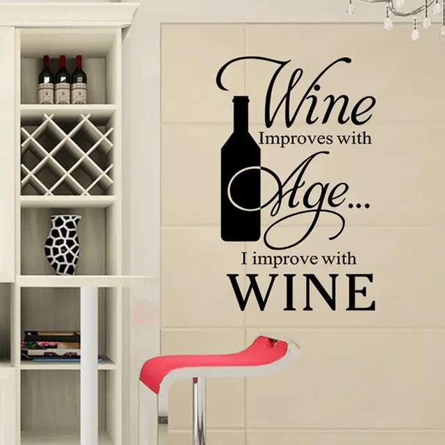 Frase Vino Wall Stickers Smontabile del Vinile di Arte Della
