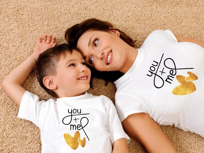 Family Matching Tee-Shirts Outfits Mom Daughter Girls Kids Son Women And White You 1pcs