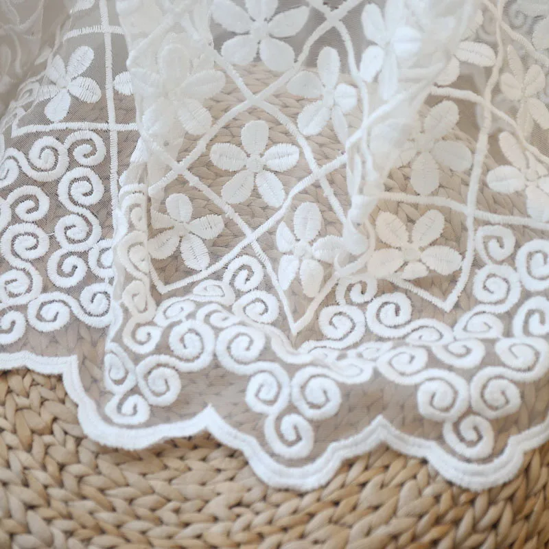 Lujo Sheer Voile cortina para sala dormitorio sólido blanco Floral bordado investigación de la ventana Cortinas X411 #30