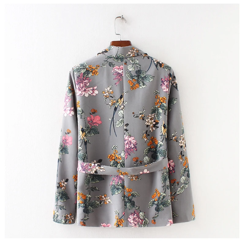 2018 Spring And Summer Women Suit New European Fashion Medium And Long Printed Long-Sleeved Belt Top Casual Small Suits D8A157 (1)