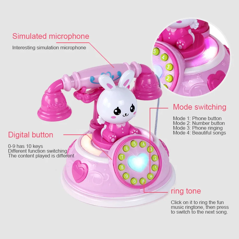 

1 Pcs Simulation Telephone Toy Role Play with Music Light Early Educational for Children YJS Dropship