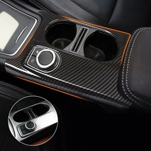 Per Mercedes Benz A GLA CLA Classe W176 X156 C117 Chrome/Carbon Fiber Texture Center Console Supporto di Tazza di Acqua copertura Trim LHD