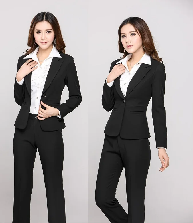 New Autumn Winter Formal PantSuits Women Suits with Pant and Top Sets Blazer Professional Office Uniform Style Plus Size