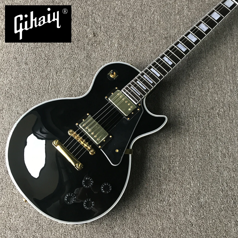 

NEW High quality hand-made electric guitar, black electric guitar with rosewood fingerboard Gold hardware, free shipping