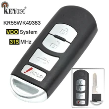 KEYECU 315 mhz FCC: KR55WK49383 Sistema VDO Substituição Botão 4 6 Prox Inteligente Fob Chave Remoto para Mazda 2009 2010 2011 2012 2013