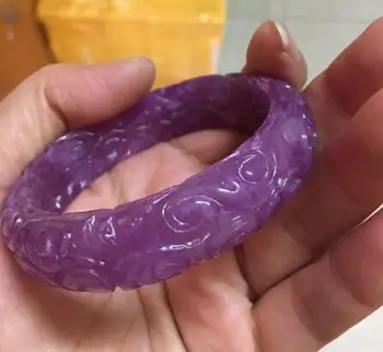 

58mm VINTAGE HAND-CARVED CHINESE PURPLE JADEITE JADE BANGLE BRACELET F22