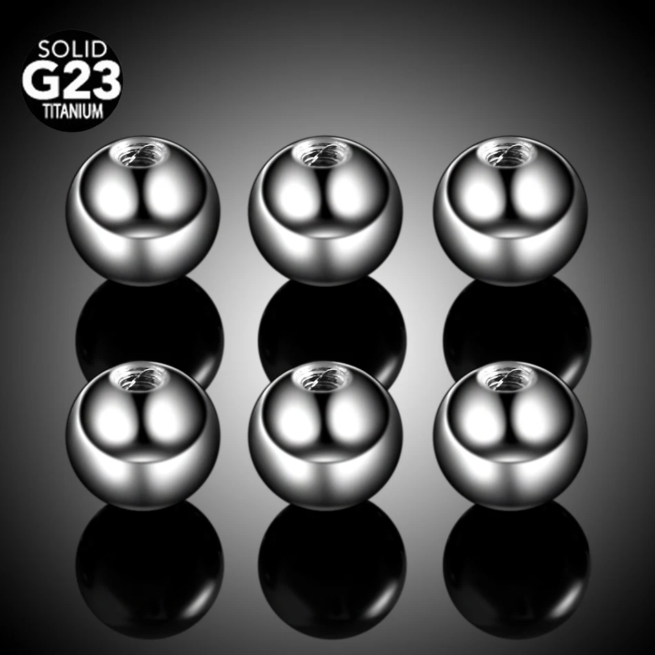 G23 титановые винтовые шарики Сменные аксессуары для сосков пупок в язык, бровь, серьги ювелирные изделия для пирсинга тела 14 г и 16 г