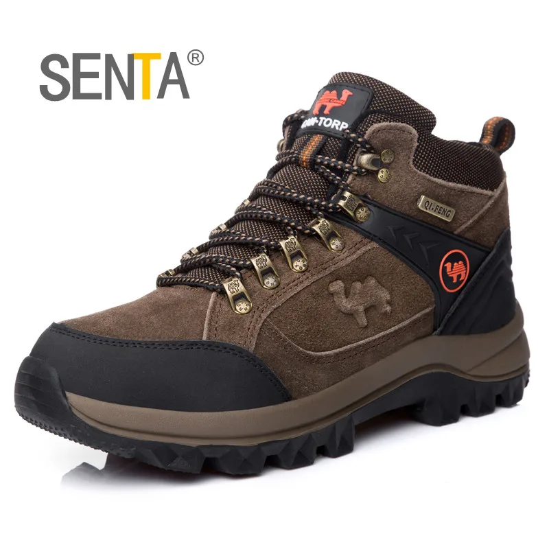 

High Quality Leather Winter Hiking Shoes Plush Warm Outdoor Camping Hiking Trekking Sneakers Waterproof Anti-skid Sport Shoes