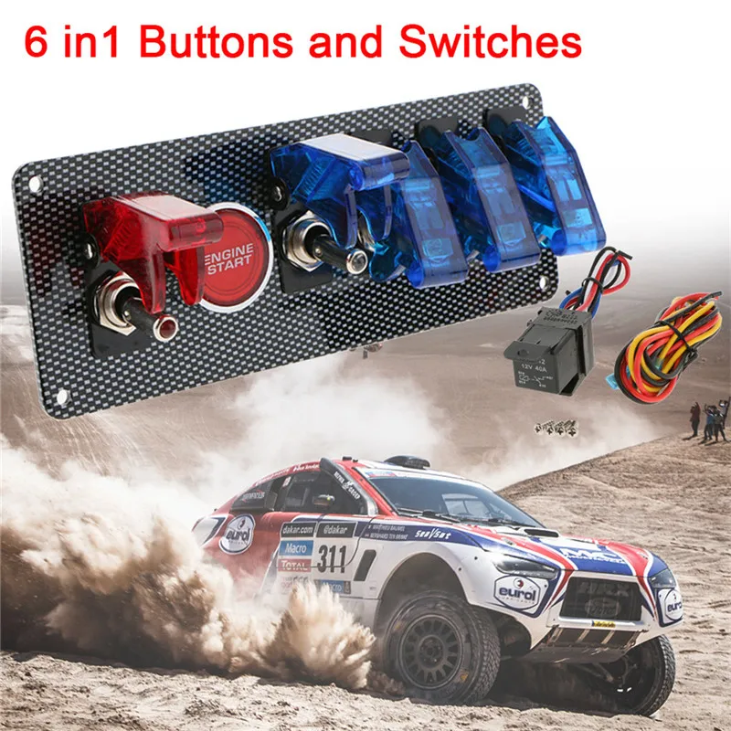 

CARPRIE Rocker Switch Race Engine Start Push Button Six-in-one Combination Ignition Switch Carbon Panel dropship mar22