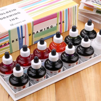 

New Product Holbein waterproof comics watercolor ink pigment 12 color 30ml pigment ink nature