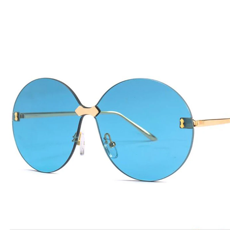 Трендовые новые модные женские роскошные брендовые дизайнерские негабаритные Круглые Солнцезащитные очки винтажные градиентные солнцезащитные очки UV400 - Цвет линз: C3 blue