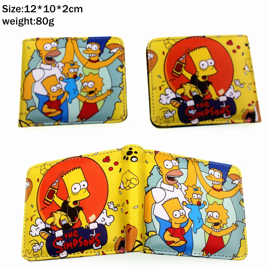 Anime Homer Bart Marge Pu Short wallet Bifold Photo Card Holder Layers leather Boys Girls zip Pocket Women Colours Coin Purse|Wallets| - AliExpress