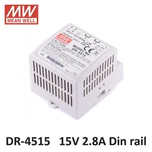 Din rail блок питания 15 В DC 2.8A 42 Вт означает хорошо DR-45-15 источник питания освещение трансформатор драйвер переключатель для светодиодный полосы 15 в 2.8a