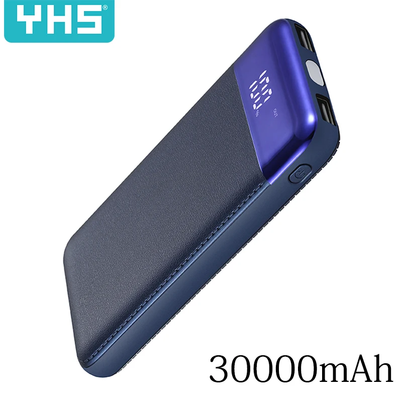 

30000mah Power Bank External Battery PoverBank 2 USB LCD Powerbank Portable Mobile phone Charger for Xiaomi iphone XS Max 6 7 8