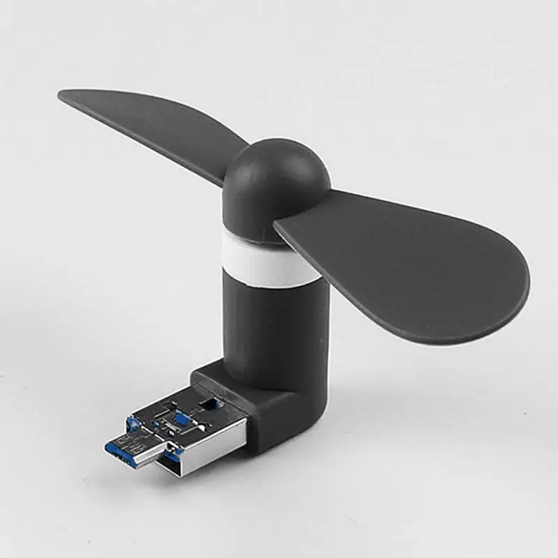 Новый OTG Mini USB вентилятор для Android мобильных телефонов портативных ПК, портативный USB вентилятор с USB и Micro usb порты Прямая доставка #0716