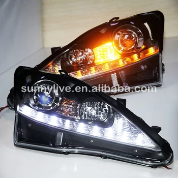 

For Lexus IS250 LED Head Lamps 2006-2010 Year double Color Black Housing Sliver Reflector JY