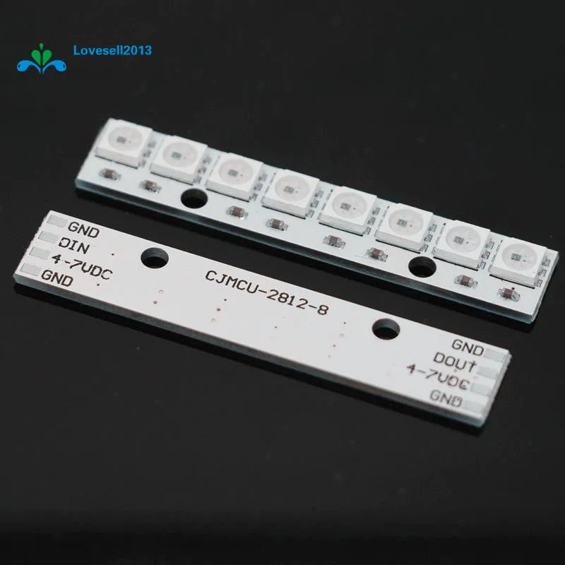 WS2812 5050 RGB LED Lamp Panel Module 5V 8-Bit Rainbow LED Precise White Black