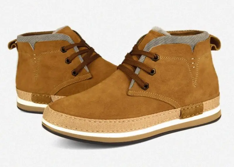 Популярные мужские замшевые ботинки из натуральной кожи, визуально увеличивающие рост, на скрытом каблуке 8 см; незаметные зимние теплые ботинки martin - Цвет: brown