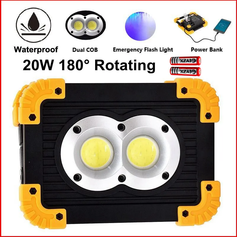 

Smuxi USB Rechargeable 20W Portable Spotlight COB LED Work Light Floodlight Outdoor Spot Light Power Bank For Camping