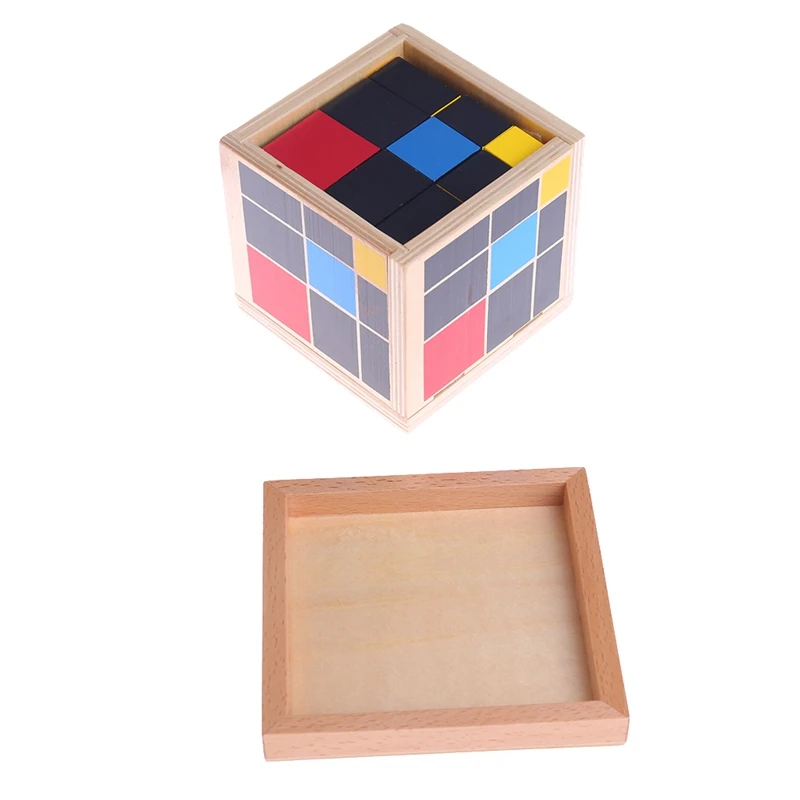 Ootdty Montessori Wooden Trinomial Cube Early Learning Educational