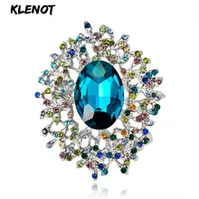 Красочные Стразы морская брошь с синим кристаллом стекло Серебряный тон булавки и броши для женщин брошь ювелирные изделия заколка на шарф подарок на год