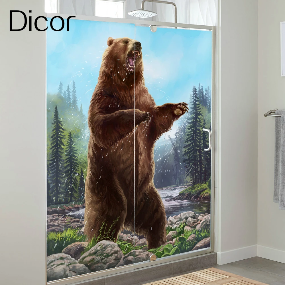 

Tall Brown Bear Dicor Brand Creative Fashion Window Decorative Film Frosted Opaque Privacy Glass Sticker PVC Static Cling poster
