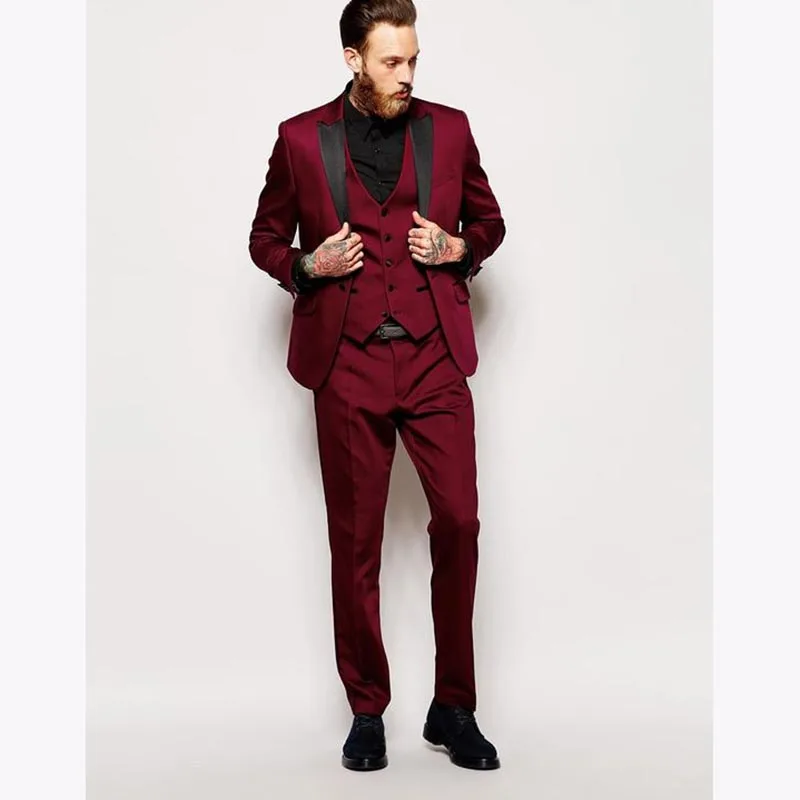 picture color Костюм Homme Mariage стильные синие мужские костюмы на выпускной Жених Смокинги друзей жениха свадебный Блейзер комплекты(пиджак+ брюки+ жилет - Цвет: picture color